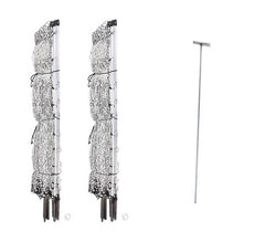 2 Rolls of Poultry Net + Ground Rod with double stakes and white posts