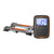 A Gallagher W-O cattle scale system featuring a black and orange handheld controller with a blue backlit display next to two metal platform load bars with orange labels, shown on a plain white background.
