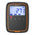 A Gallagher W-0 digital scale with a black face, orange border, and a blue backlit LCD screen showing '27.1 KG'.
