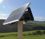 Gallagher MBS400 Charger with 40 Watt Solar Panel Kit on pasture with livestock